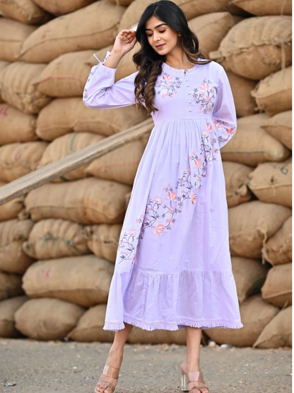 Lavender Ankle Length Dress