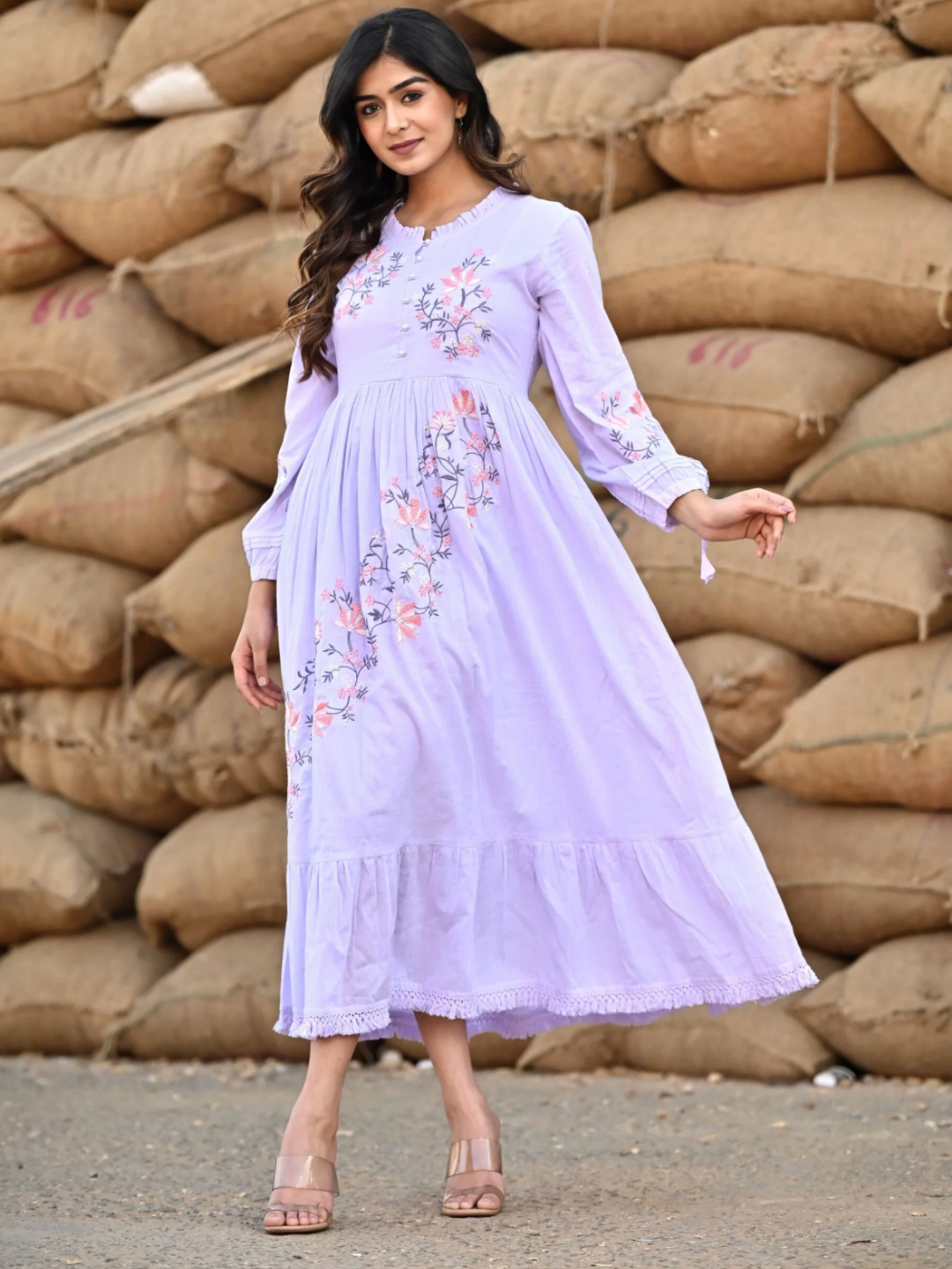 Lavender Ankle Length Dress