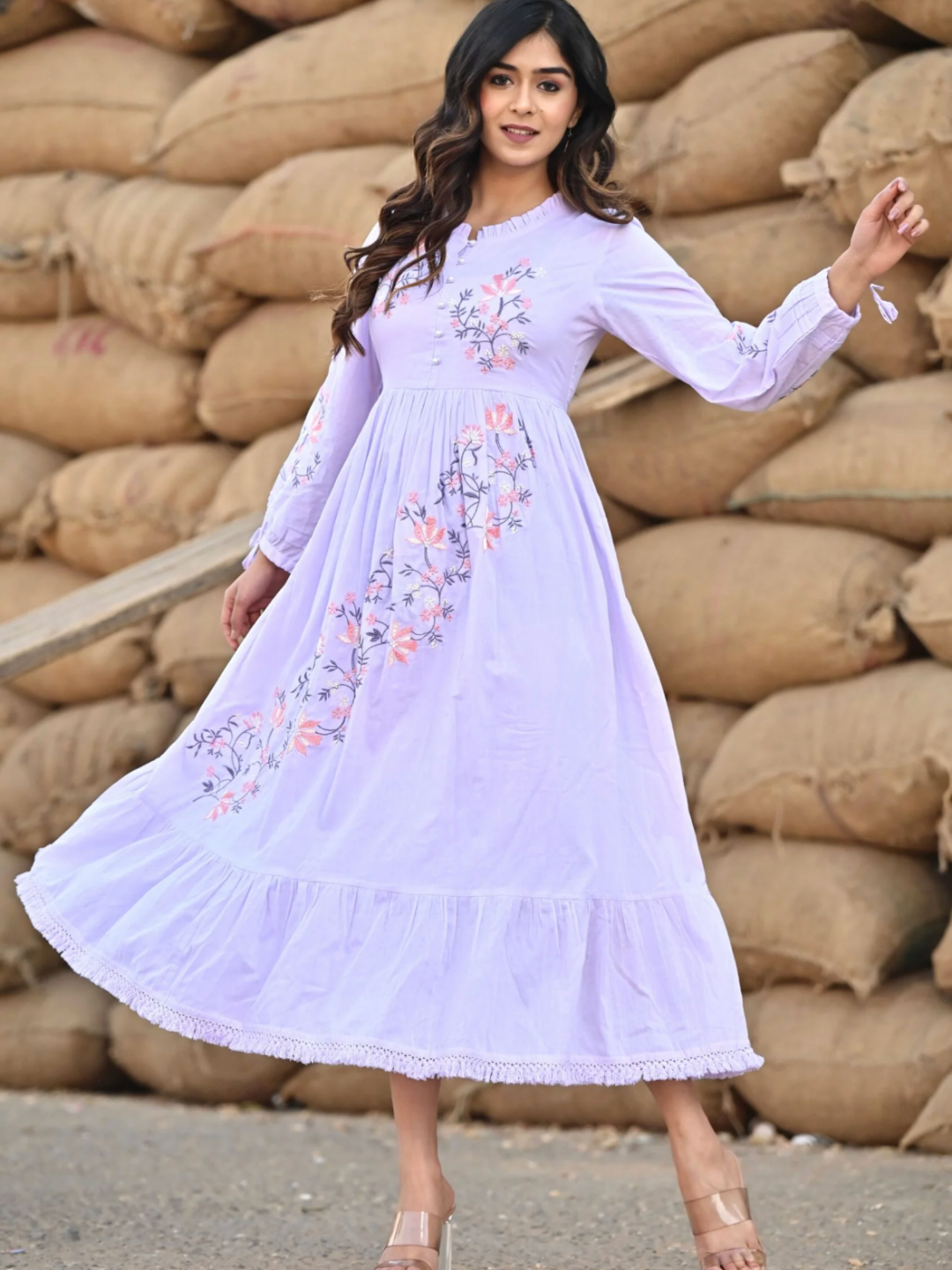 Lavender Ankle Length Dress