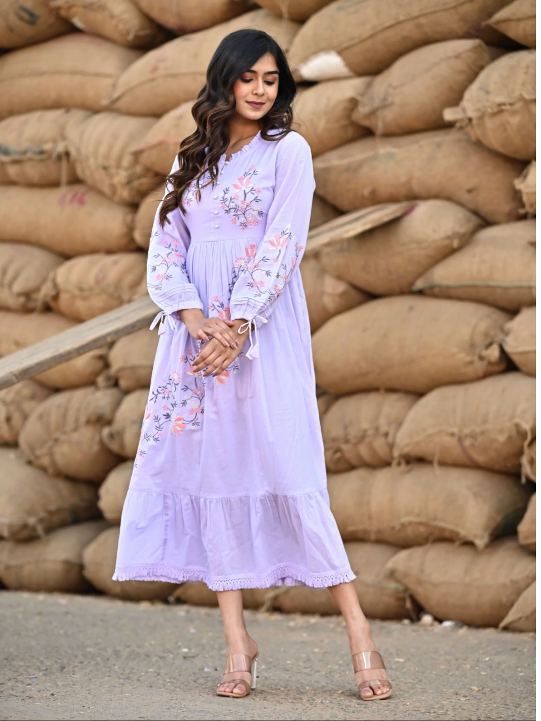 Lavender Ankle Length Dress