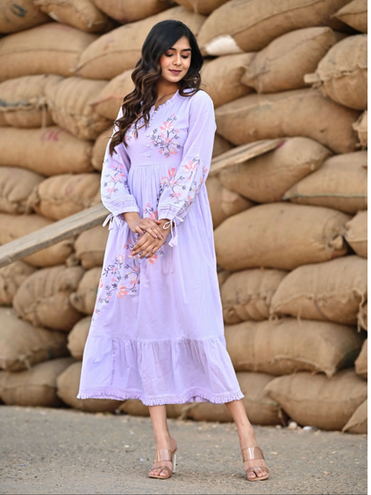 Lavender Ankle Length Dress