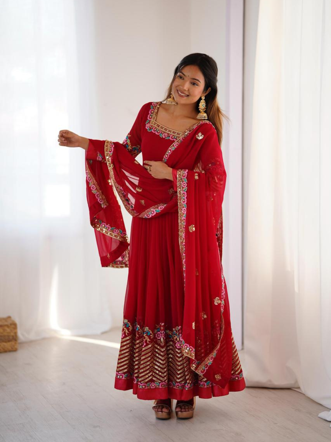 Elegant Festive Georgette Dupatta Set