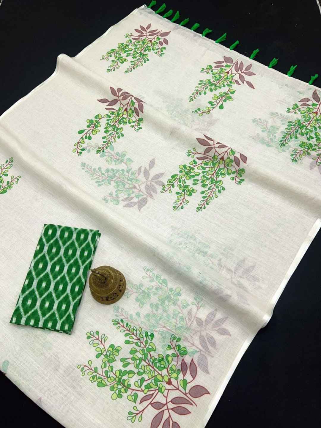 Floral Charm Soft Linen Saree