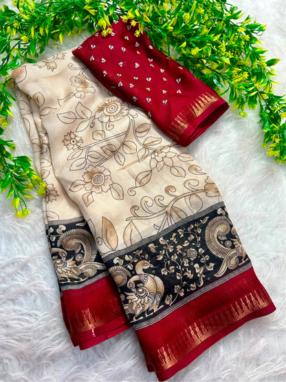 Timeless Tales in Regal Kalamkari Saree