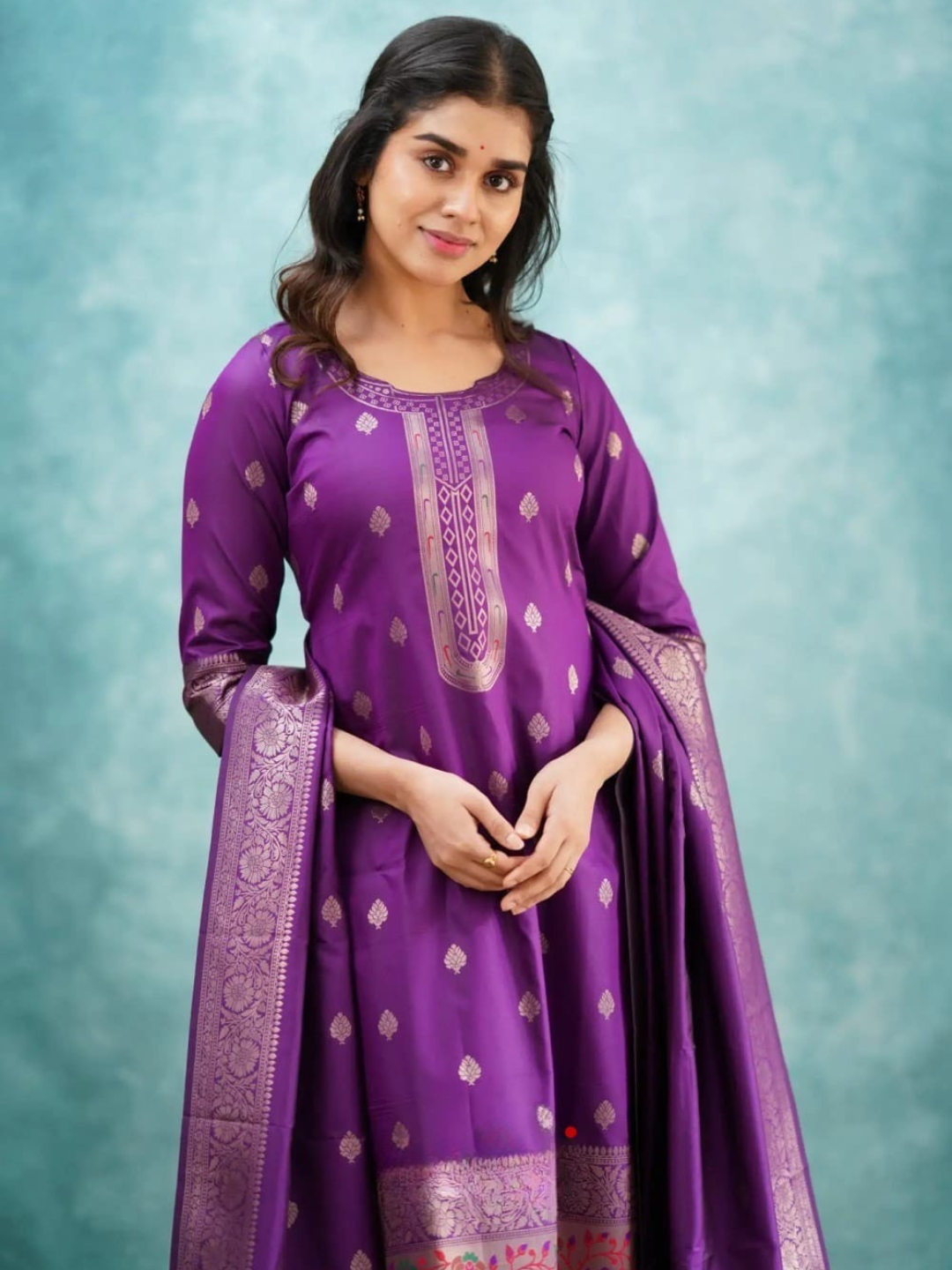 Purple Paithani Dupatta Set