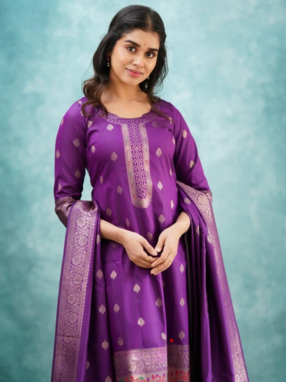 Purple Paithani Dupatta Set