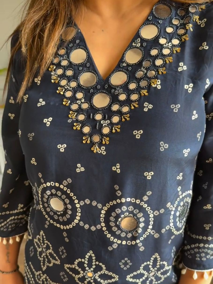 Bandhani Print Mirror Accent Co-ord Set