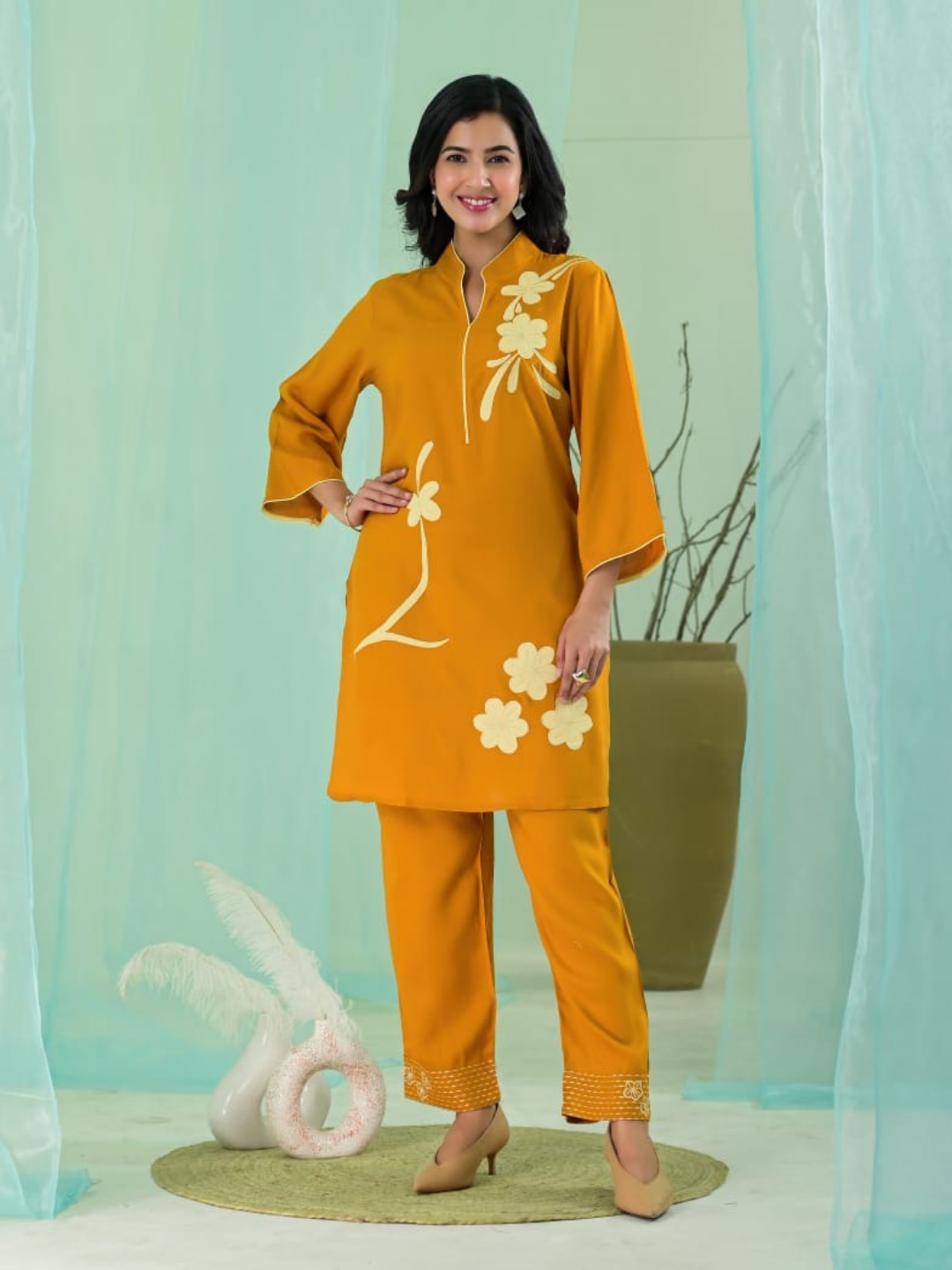 Sunny Sophistication Yellow Floral Cotton Co-Ord Set