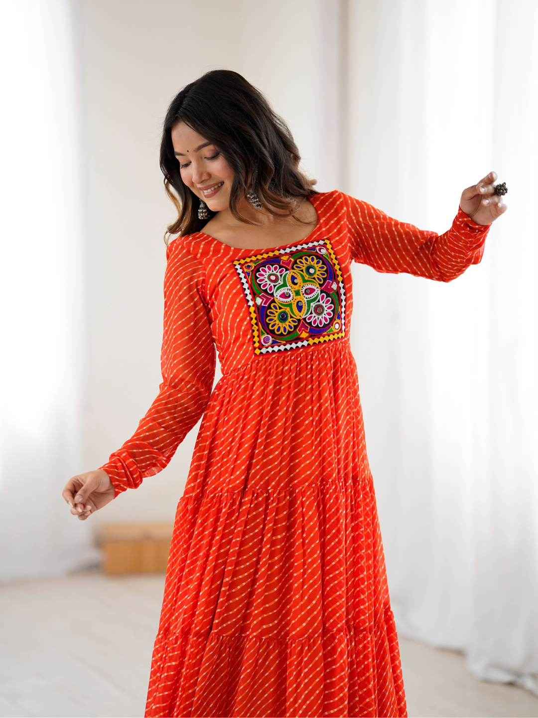 Leheriya Gown with Gamthi Patchwork