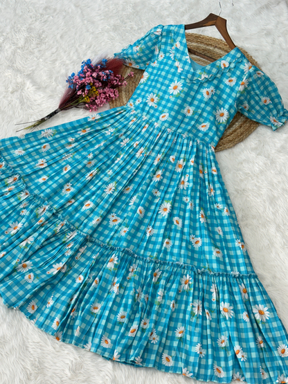 Breezy Gingham Muslin Silk Dress
