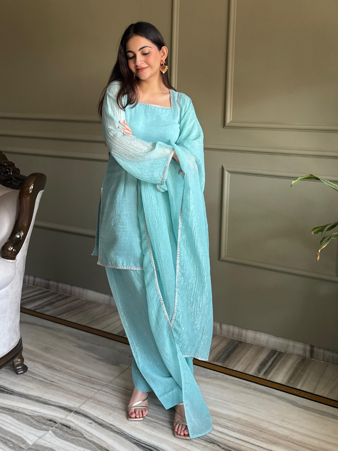 Soft Glam Crunchy Silk Salwar Suit with Diamond Work