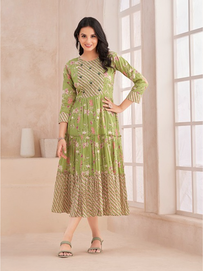 Bright Green Mul Cotton Dress