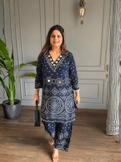 Bandhani Print Mirror Accent Co-ord Set