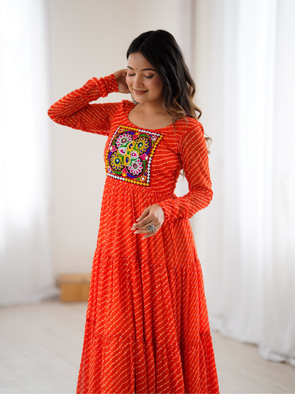 Leheriya Gown with Gamthi Patchwork