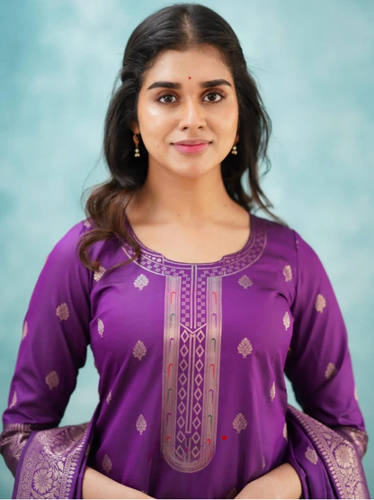 Purple Paithani Dupatta Set