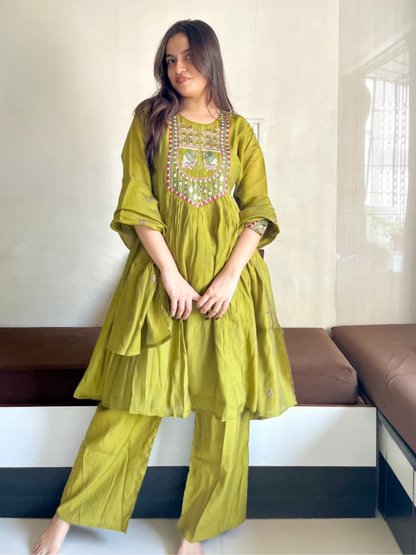 Olive Grace Mul Cotton Dupatta Set