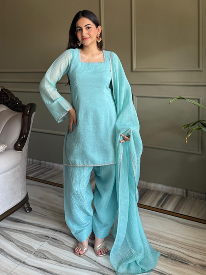 Soft Glam Crunchy Silk Salwar Suit with Diamond Work