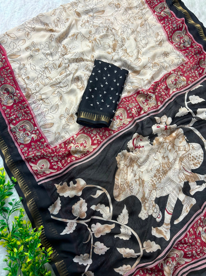 Timeless Tales in Regal Kalamkari Saree