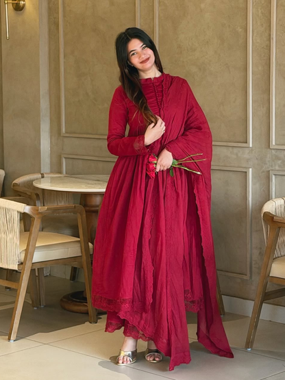 Classic Elegance in Roman Silk Dupatta Set