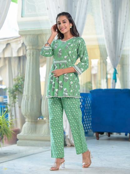 Green Floral Motif Co-ord Set