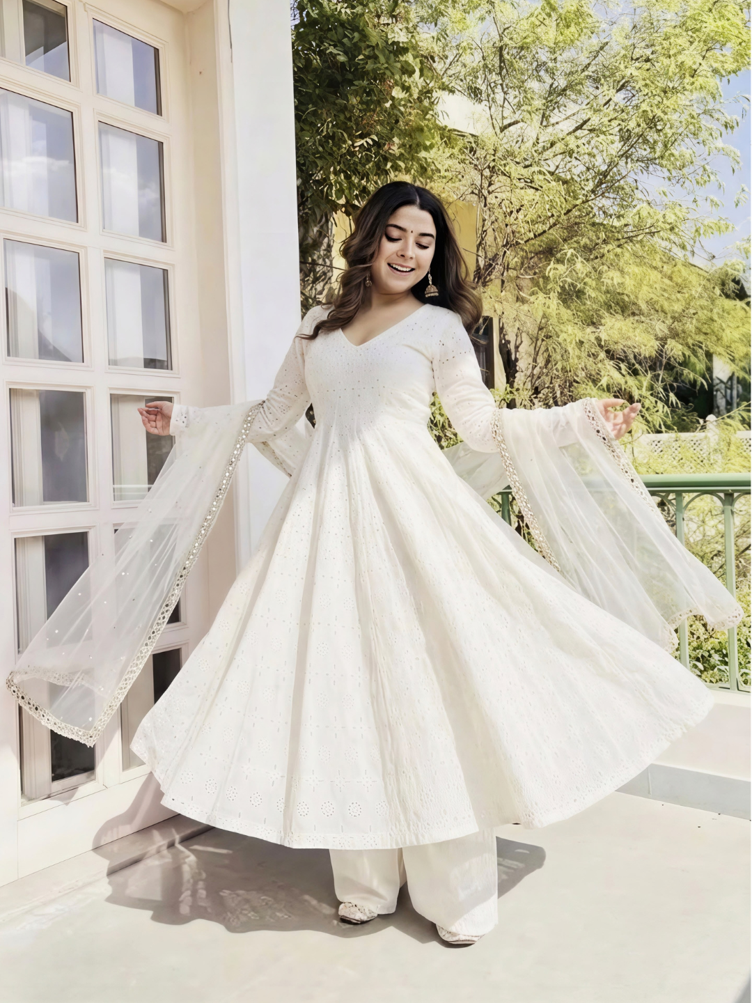 Timeless Schiffli Elegance in Khadi Cotton