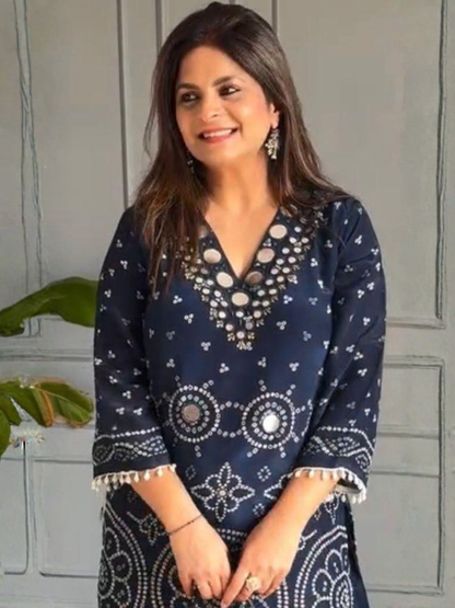 Bandhani Print Mirror Accent Co-ord Set