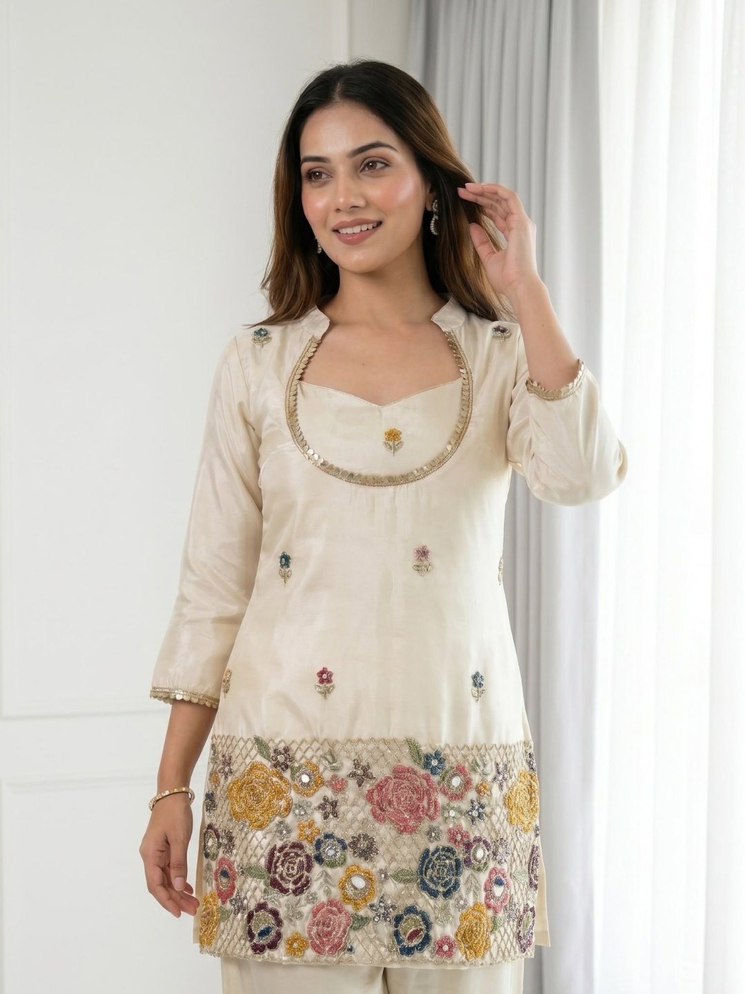 Dreamy Ivory Embellished Festive Co-Ord