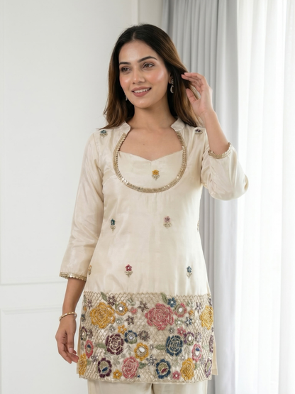 Dreamy Ivory Embellished Festive Co-Ord