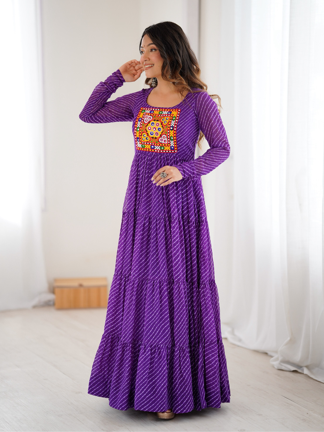 Leheriya Gown with Gamthi Patchwork