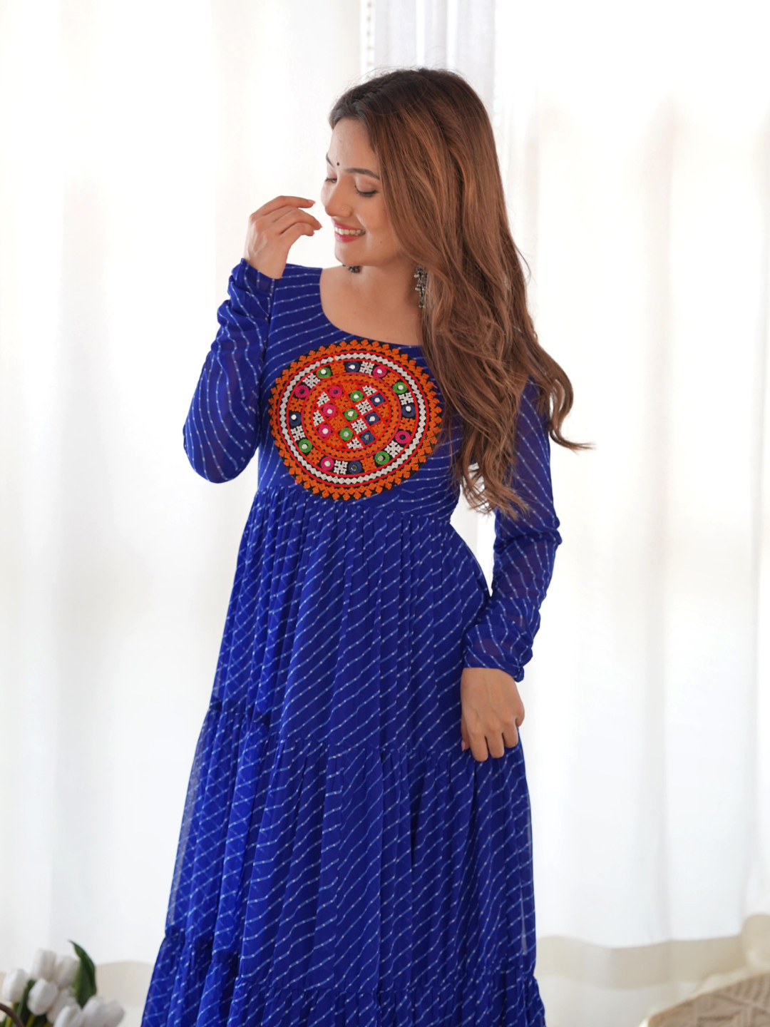 Leheriya Gown with Gamthi Patchwork