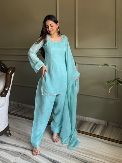Soft Glam Crunchy Silk Salwar Suit with Diamond Work