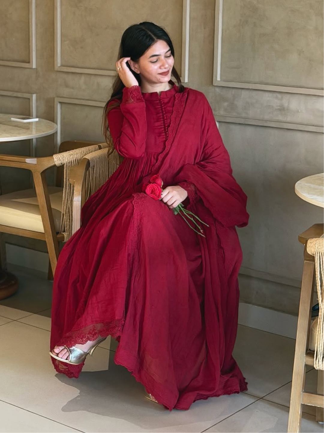 Classic Elegance in Roman Silk Dupatta Set
