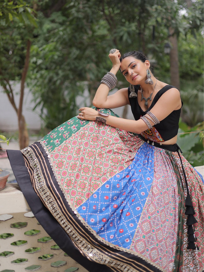 Bandhani & Patola Panelled Navratri Lehenga