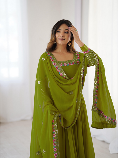Elegant Festive Georgette Dupatta Set