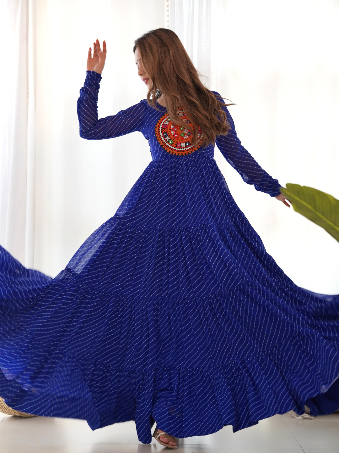 Leheriya Gown with Gamthi Patchwork