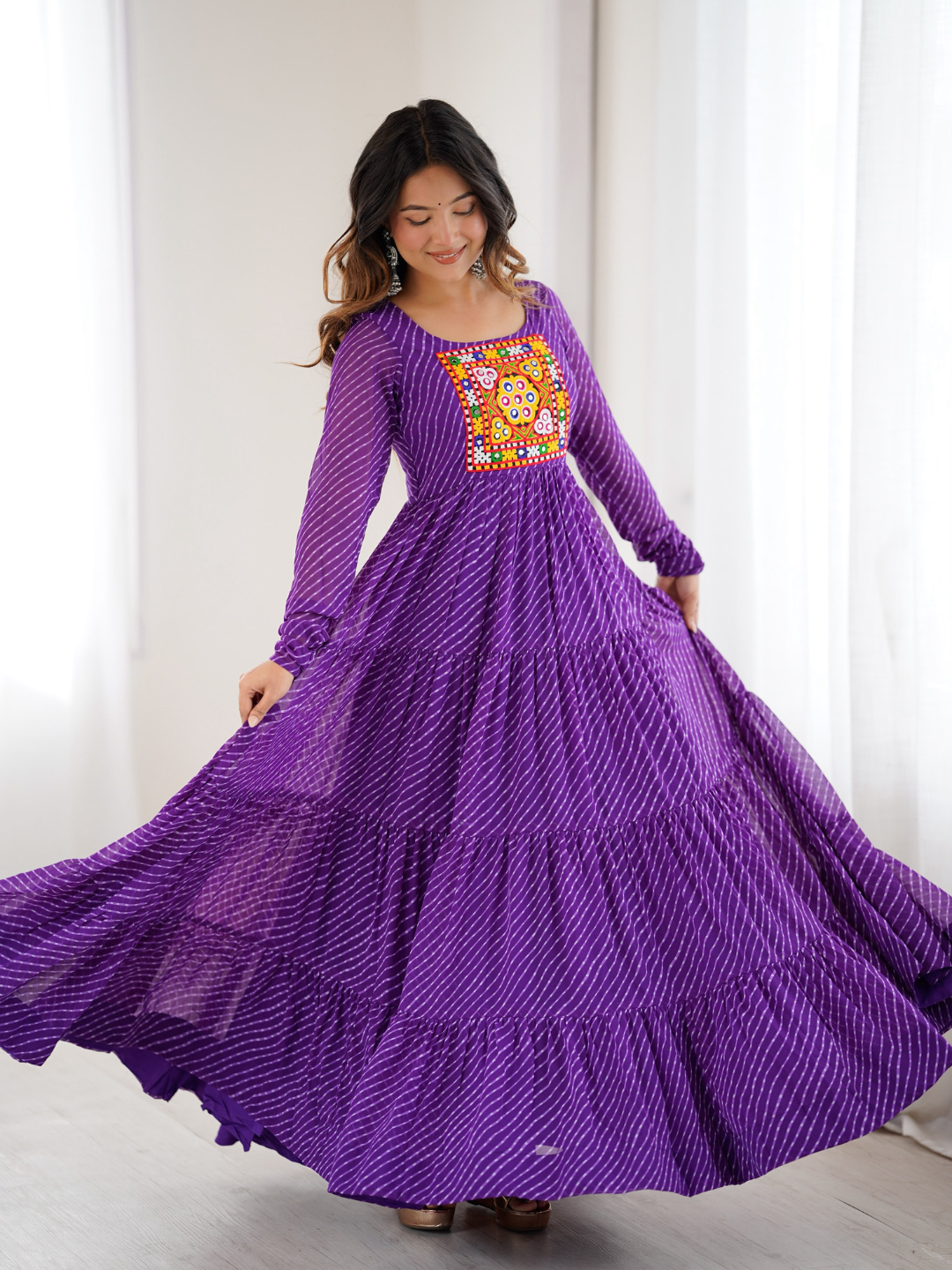 Leheriya Gown with Gamthi Patchwork