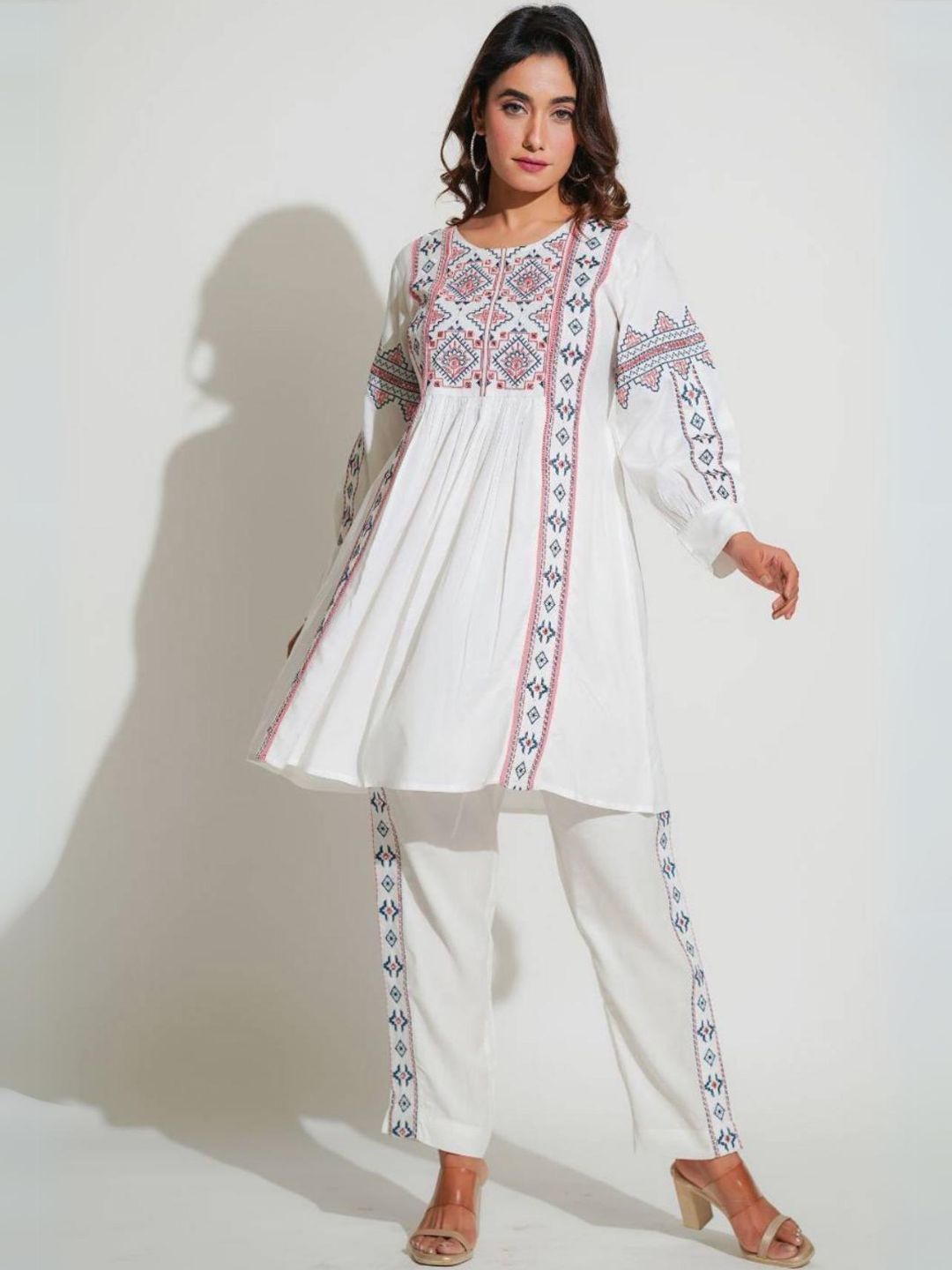 Pristine White Embroidered Co-Ord Set