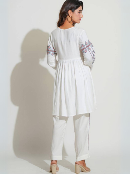 Pristine White Embroidered Co-Ord Set