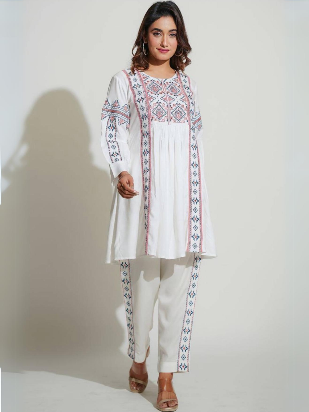 Pristine White Embroidered Co-Ord Set