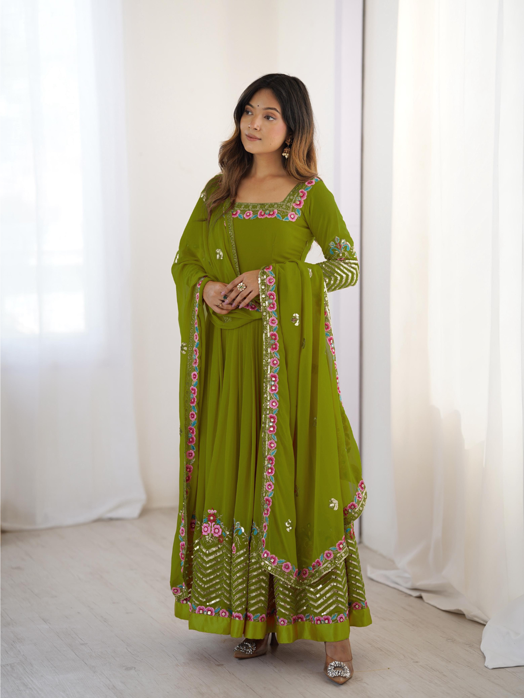 Elegant Festive Georgette Dupatta Set