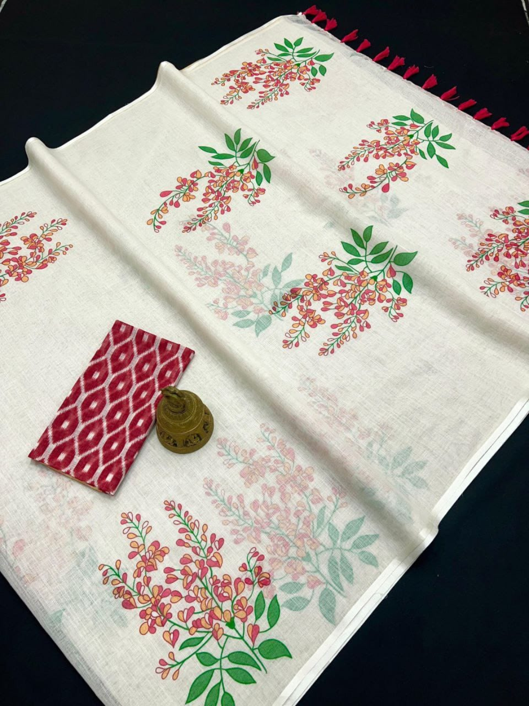 Floral Charm Soft Linen Saree