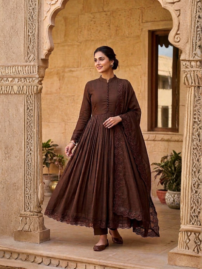 Classic Elegance in Roman Silk Dupatta Set