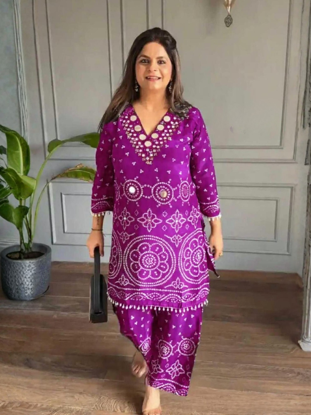 Bandhani Print Mirror Accent Co-ord Set