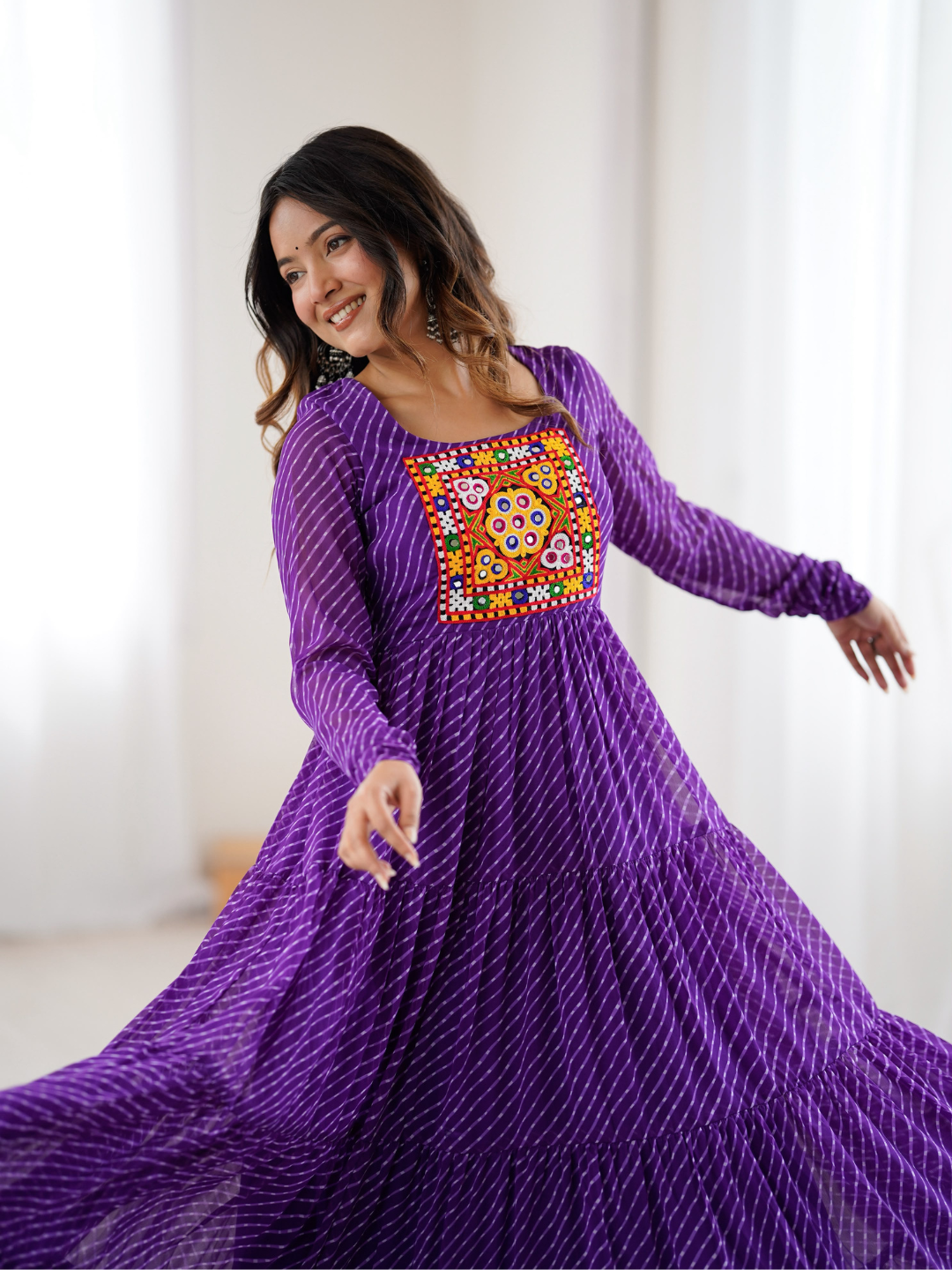 Leheriya Gown with Gamthi Patchwork