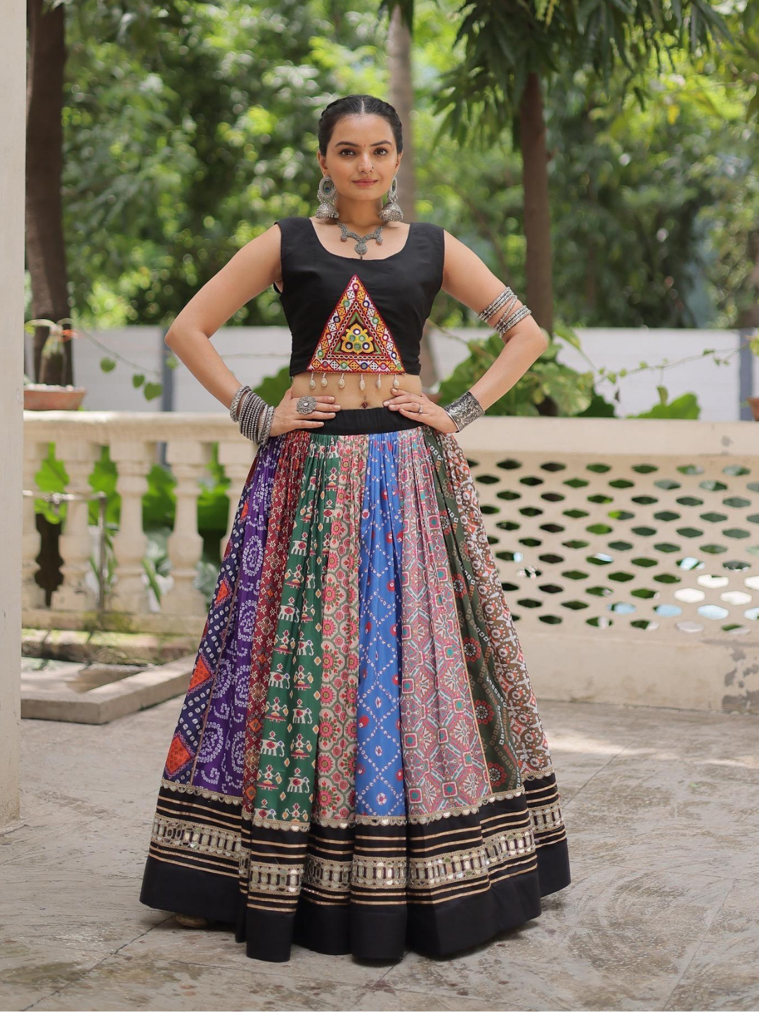 Bandhani & Patola Panelled Navratri Lehenga