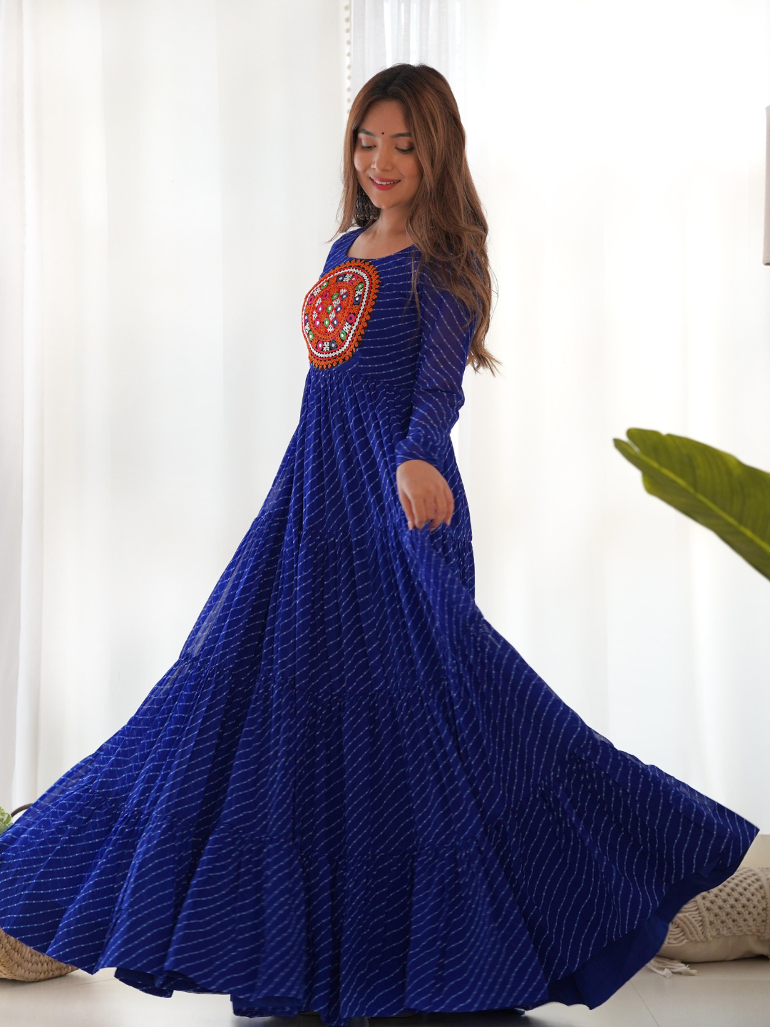 Leheriya Gown with Gamthi Patchwork