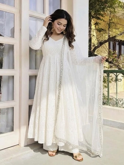 Timeless Schiffli Elegance in Khadi Cotton