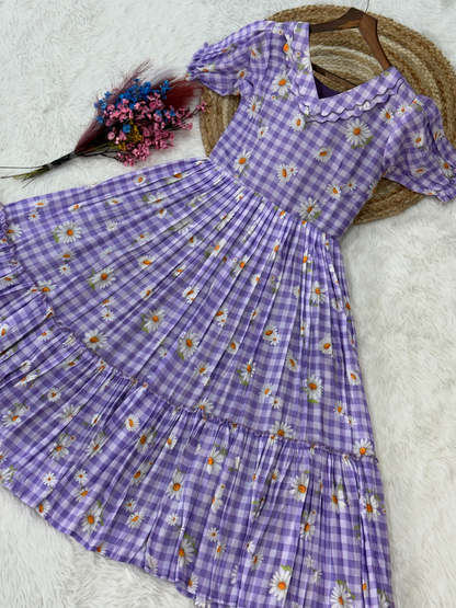 Breezy Gingham Muslin Silk Dress