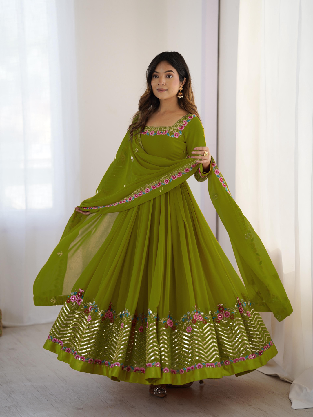 Elegant Festive Georgette Dupatta Set