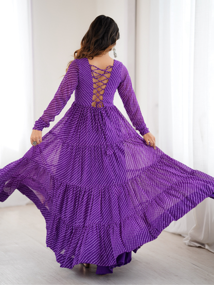 Leheriya Gown with Gamthi Patchwork